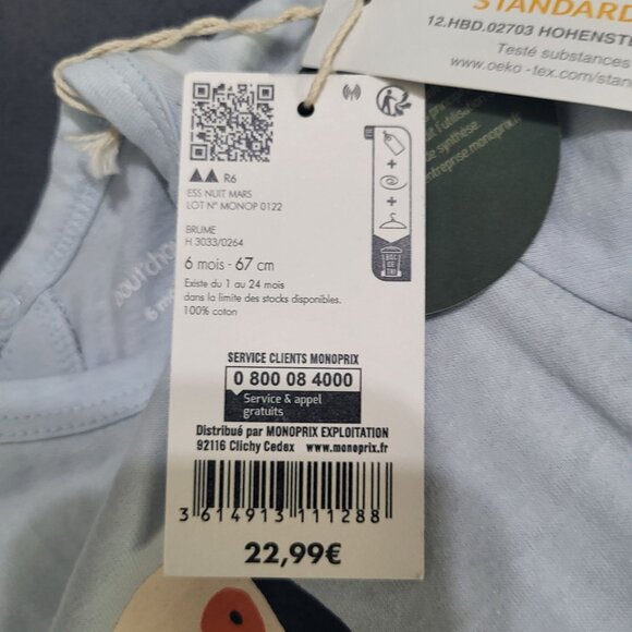 bout'chou Baby 6M Footie Sleeper One Piece Pajamas Puppies Dogs Set of 2 NWT - Picture 8 of 9